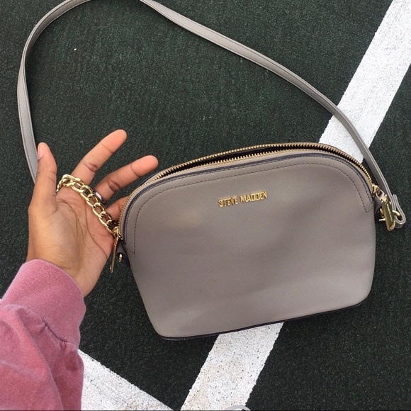 Light gray over the shoulder structured purse by Steve Madden - Picture 2 of 4